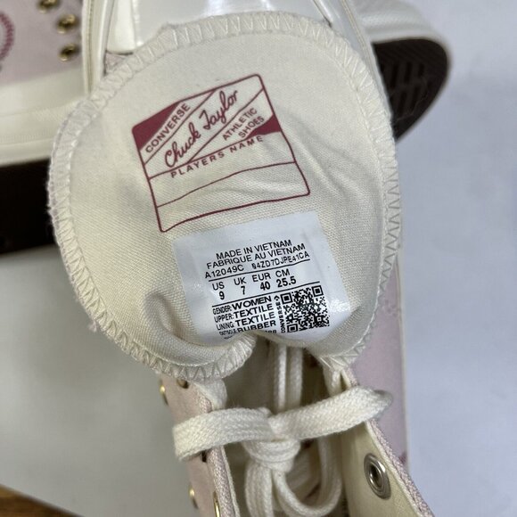 Converse Size 9 Chuck 70 High Embroidered Florals Blush Hush Pink Womens 9 NWOB - Picture 7 of 7